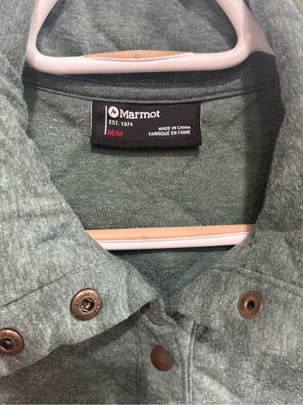 Marmot Women’s Green Quilted Snap Front Pullover Jacket Pockets Size M - Picture 3 of 3